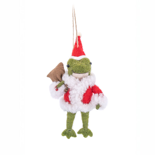 Santa Frog Felt Decoration