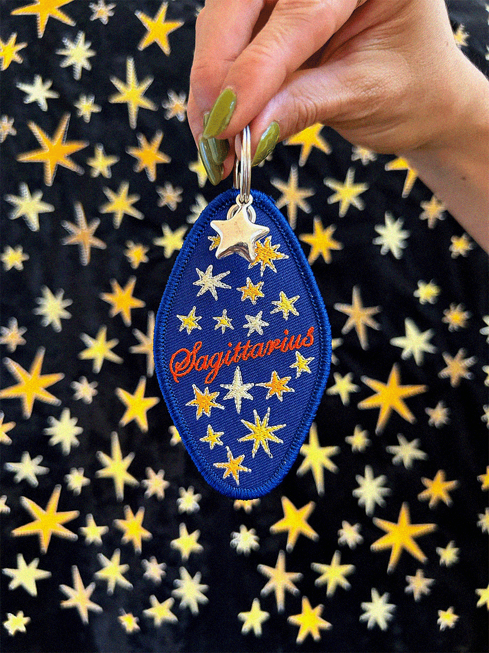 Sagittarius Embroidered Retro Motel Keychain