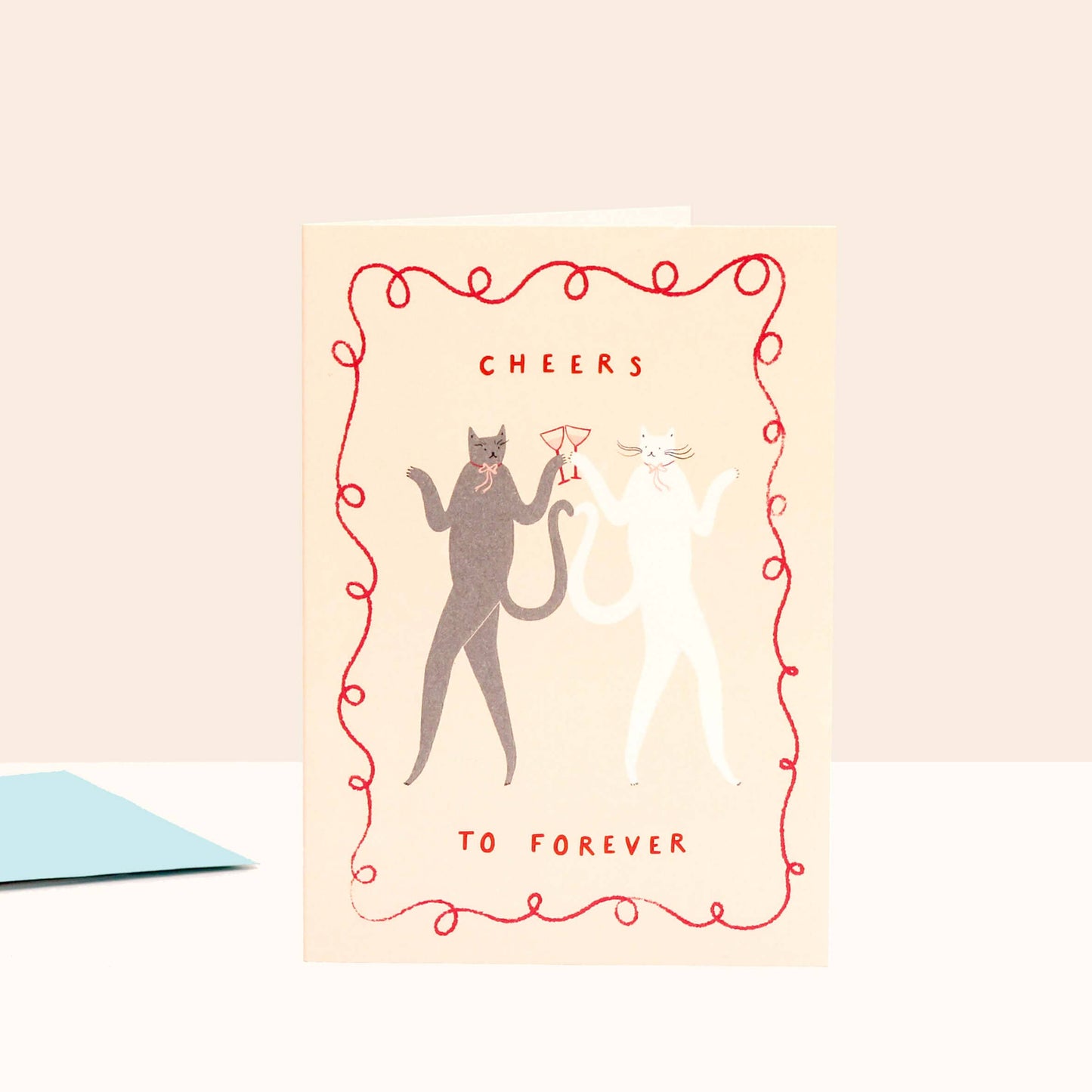 Cheers To Forever Cats Wedding Card | Congratulations Card