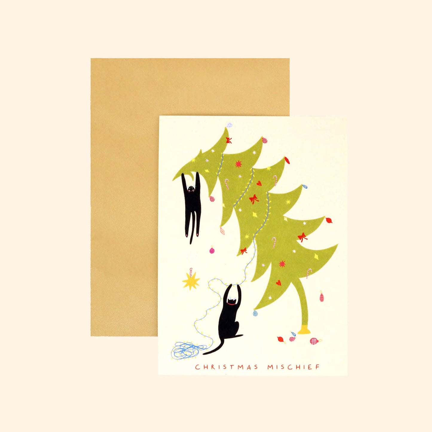 Mischief Christmas Card | Funny | Cat Card | Christmas Tree