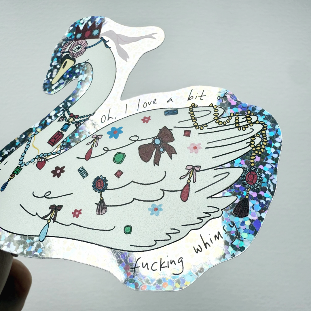 Whimsical Swan Vinyl Sticker