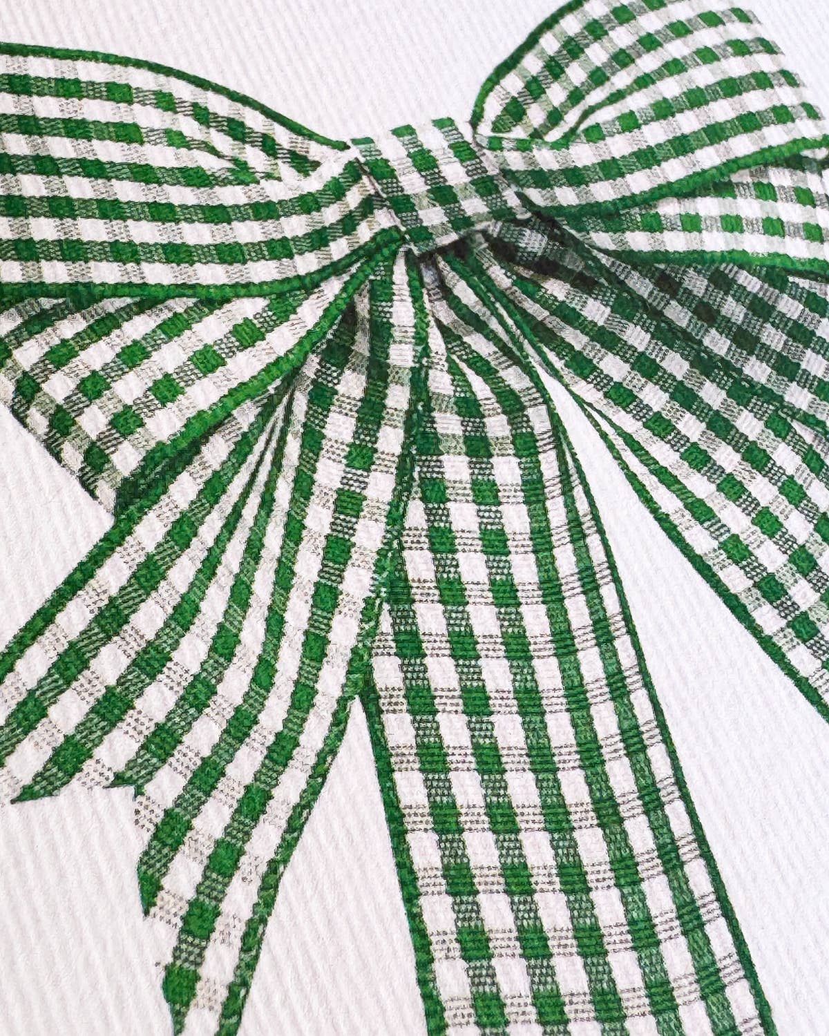 Double Tail Green Gingham Bow Greeting Card | Birthday Card