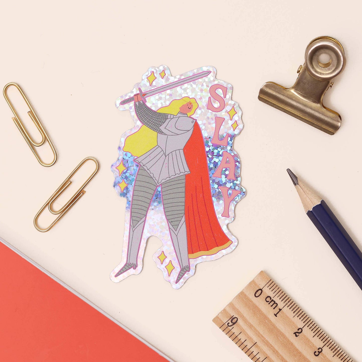 Slay Fantasy Girl Glitter Sticker | Knight Sticker | Kindle