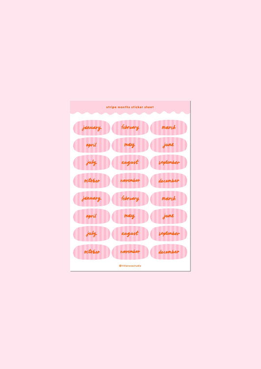 Pink Stripe Months Sticker Sheet