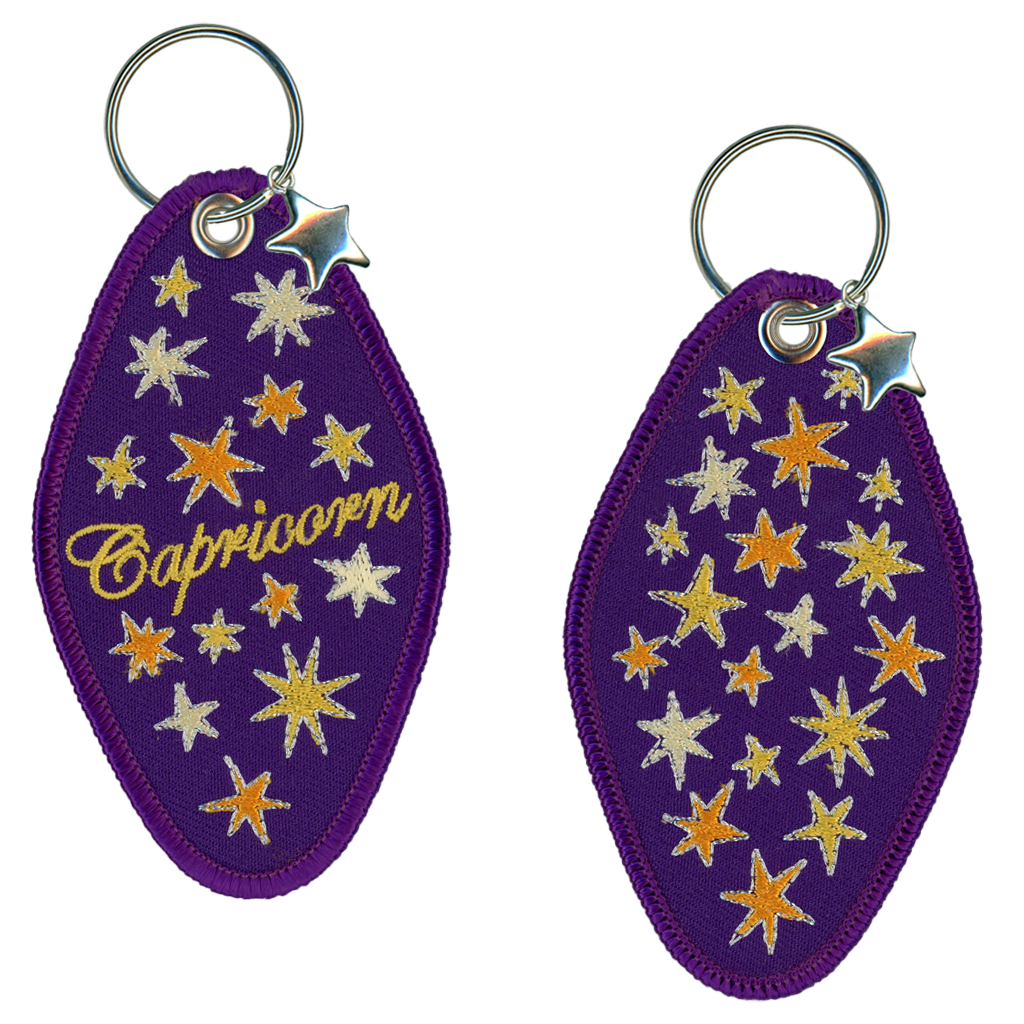 Capricorn Embroidered Retro Motel Keychain