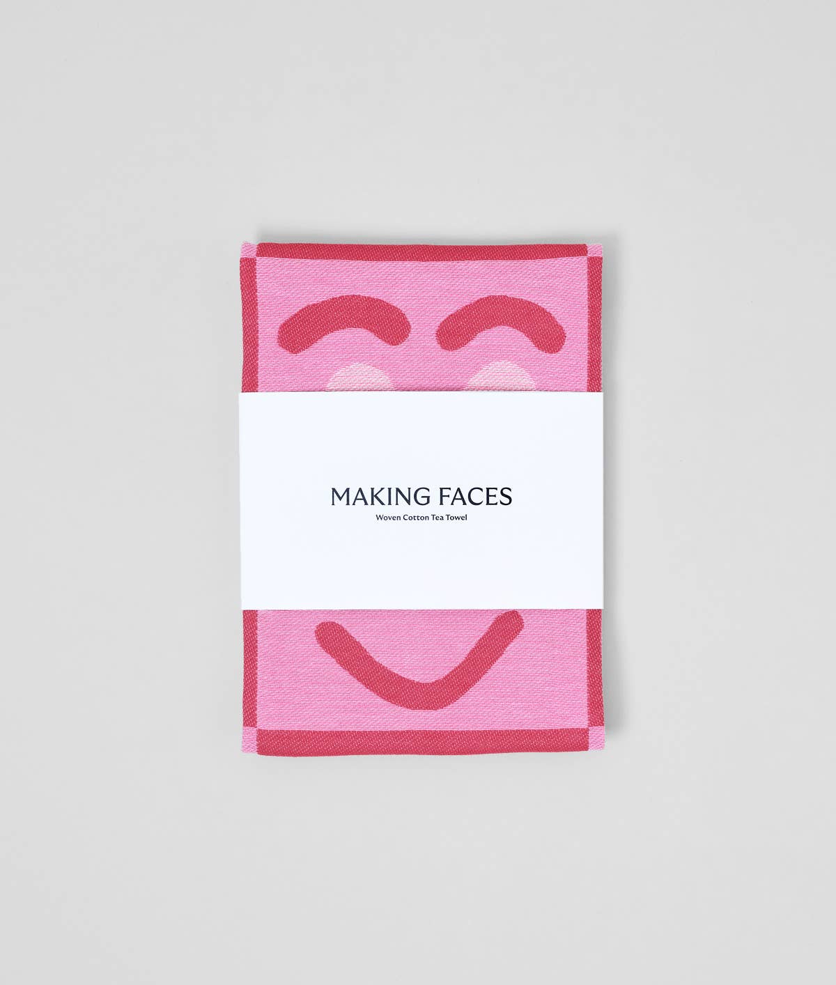 Faces Pink / Maroon Woven Cotton Tea Towel