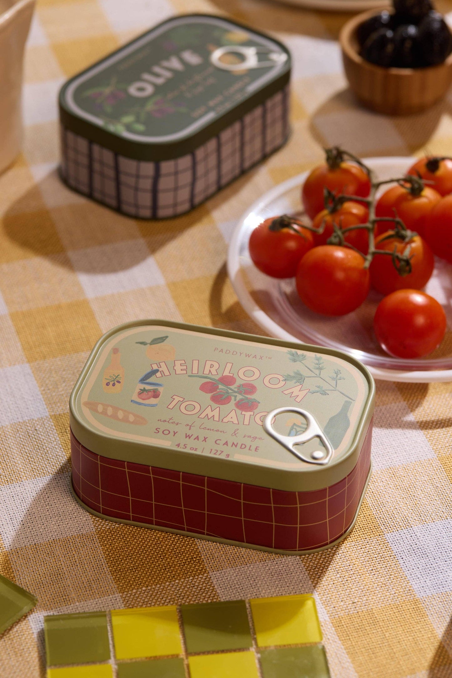 Paddywax Bistro 4.5oz/127g Tomato Printed Tin Candle - Heirloom Tomato