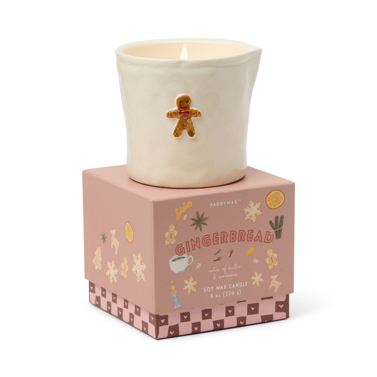 Paddywax Bistro 8oz/226g Gingerbread Embossed Ceramic Candle - Gingerbread