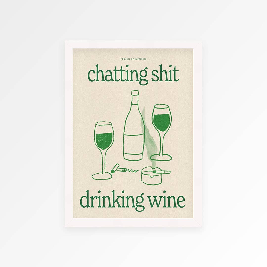 Funny Wine Art Print – Kitchen Wall Decor: Pink / Unframed / A5