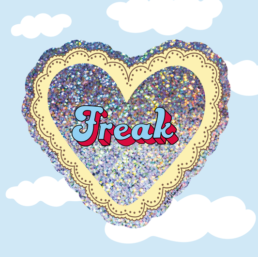 Sticker freak,glitter vinyl sticker, die cut sticker sparkle