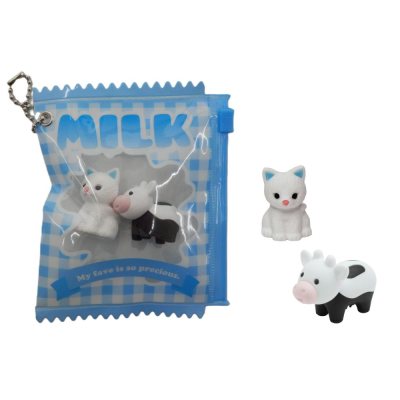 Iwako Japanese Puzzle Erasers Zip Bag - Milk Cat + Cow