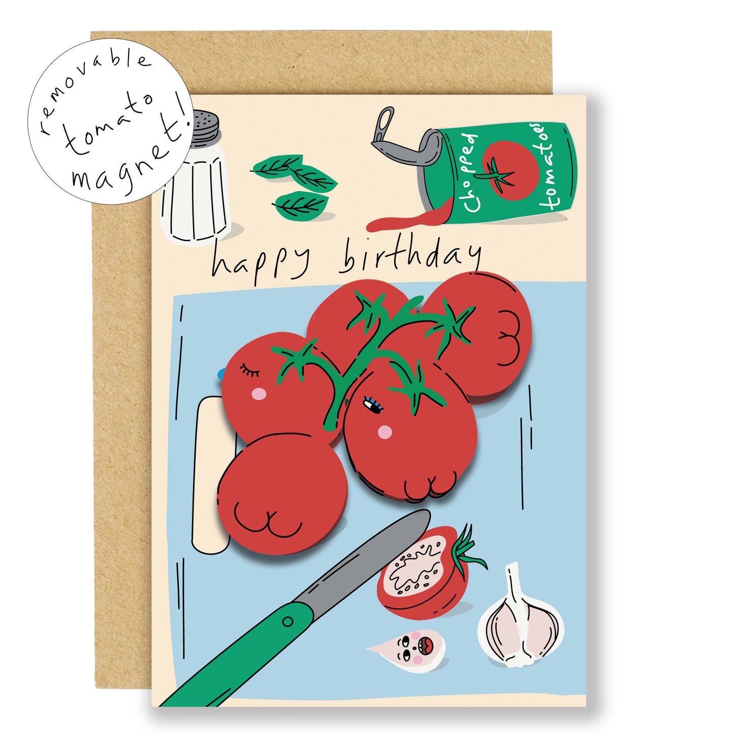 Magnet greeting card, keepsake card, tomato magnet card