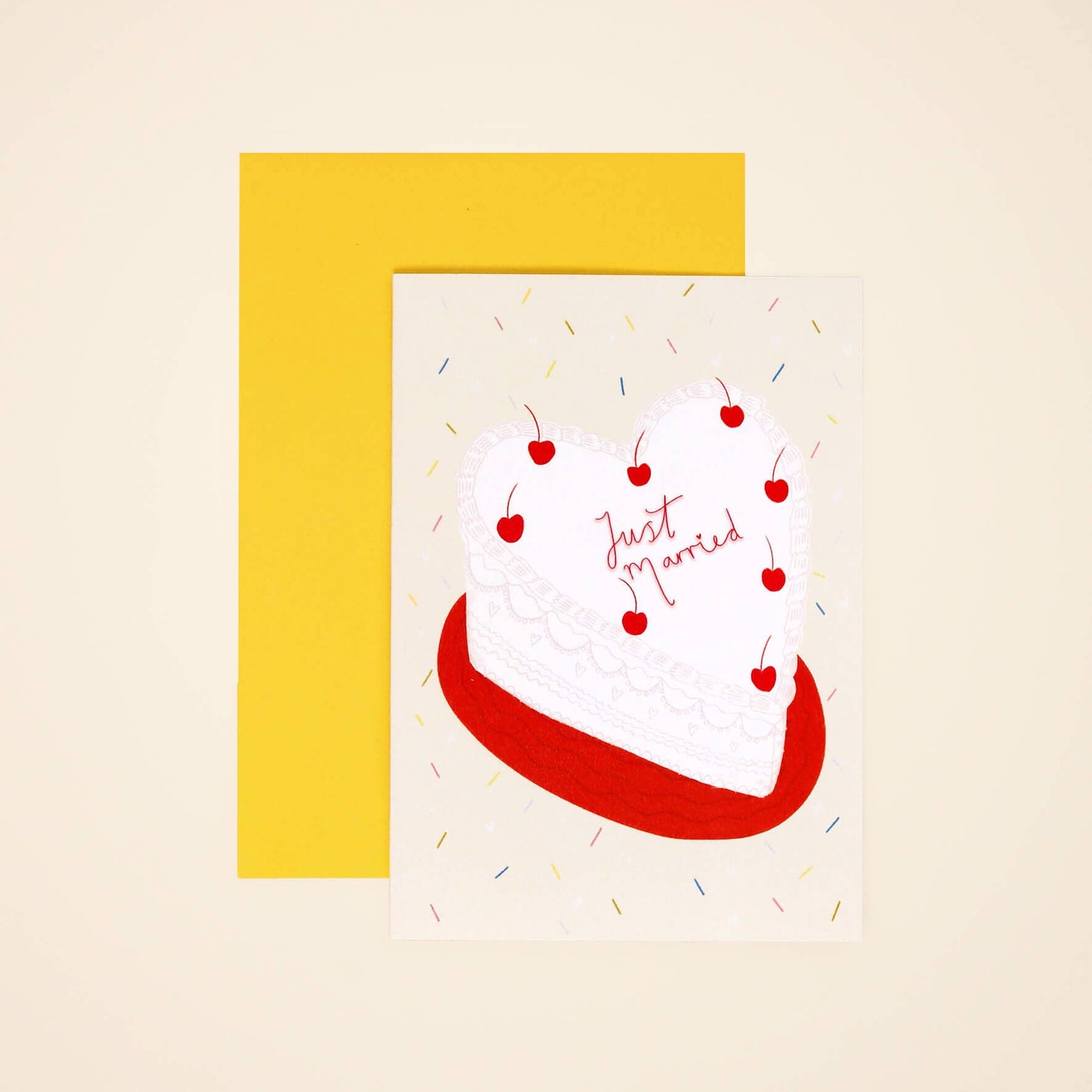 Heart Cake Wedding Card | Just Married | Wedding Cake Card
