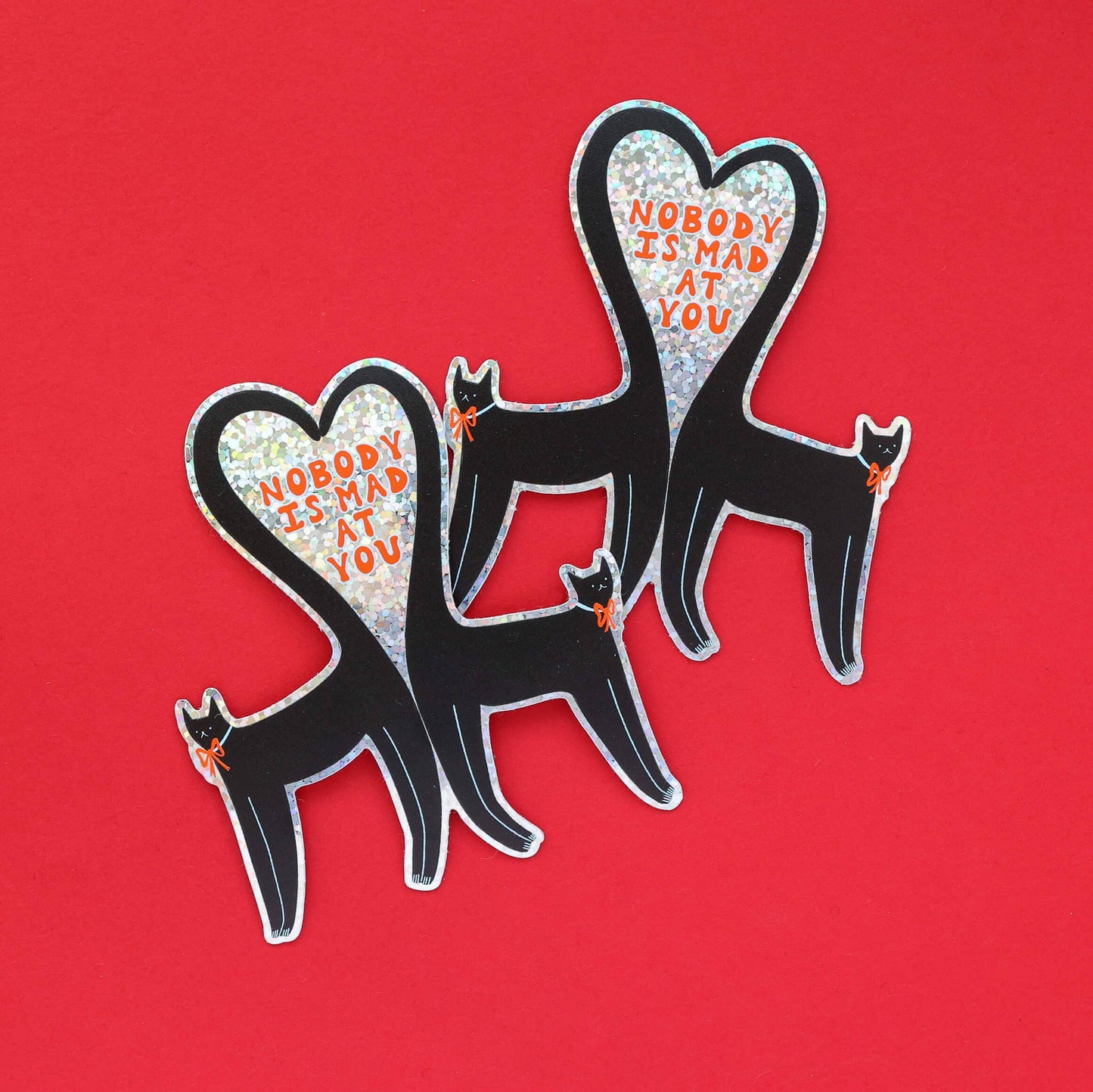 Nobody Is Mad At You Glitter Sticker | Black Cat Sticker