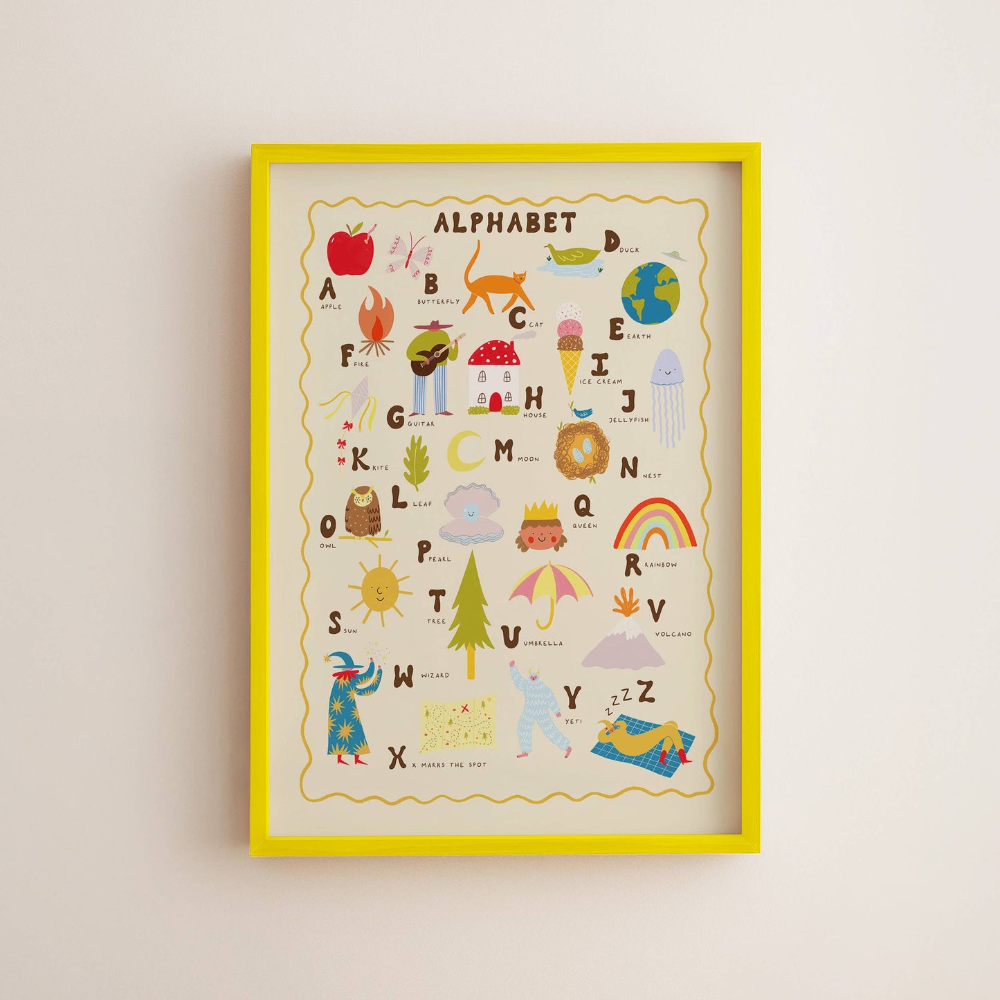Illustrated Alphabet Art Print | Children's Wall Art | Kids