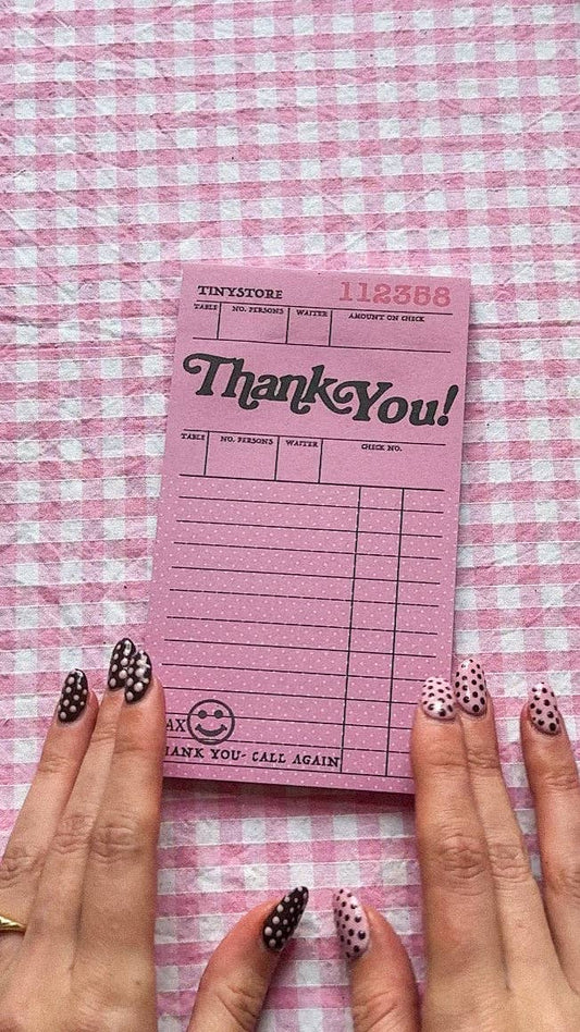 Martina Calvi Tiny Store Signature Pink 'Thank You' Notepad