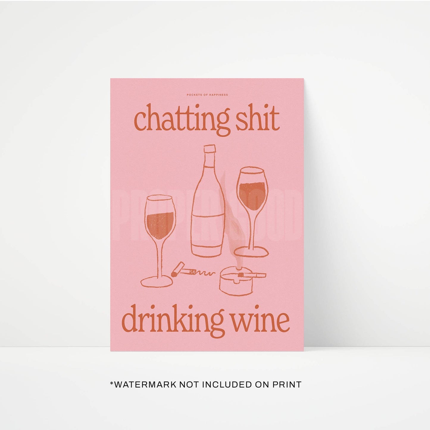 Funny Wine Art Print – Kitchen Wall Decor: Beige | Green / Unframed / A3
