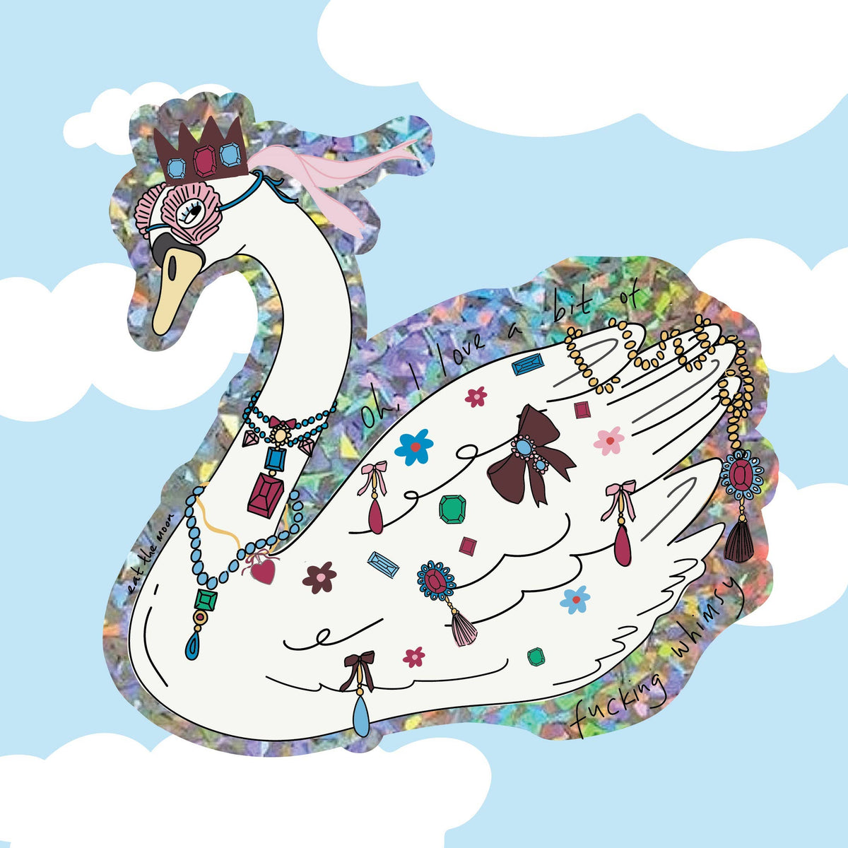Whimsical Swan Vinyl Sticker