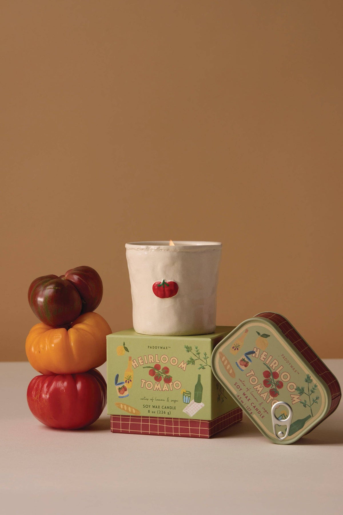 Paddywax Bistro 4.5oz/127g Tomato Printed Tin Candle - Heirloom Tomato