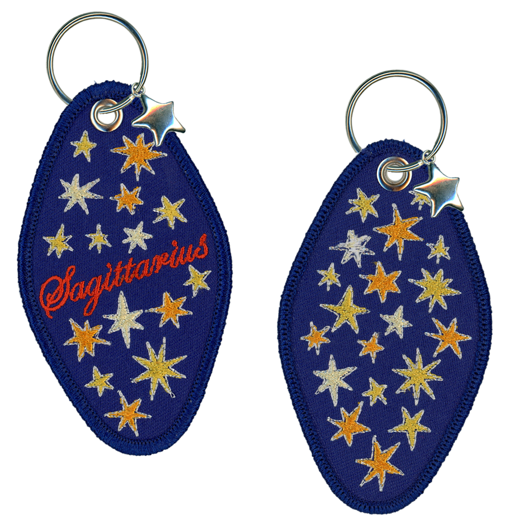 Sagittarius Embroidered Retro Motel Keychain
