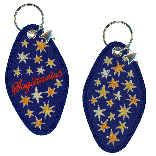 Sagittarius Embroidered Retro Motel Keychain