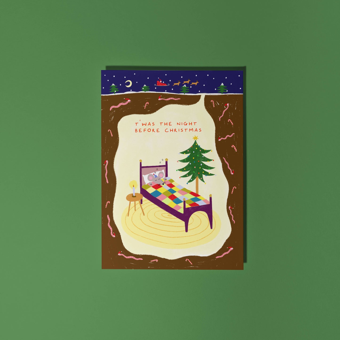 T'was The Night Before Christmas Card | Folky Holiday Card