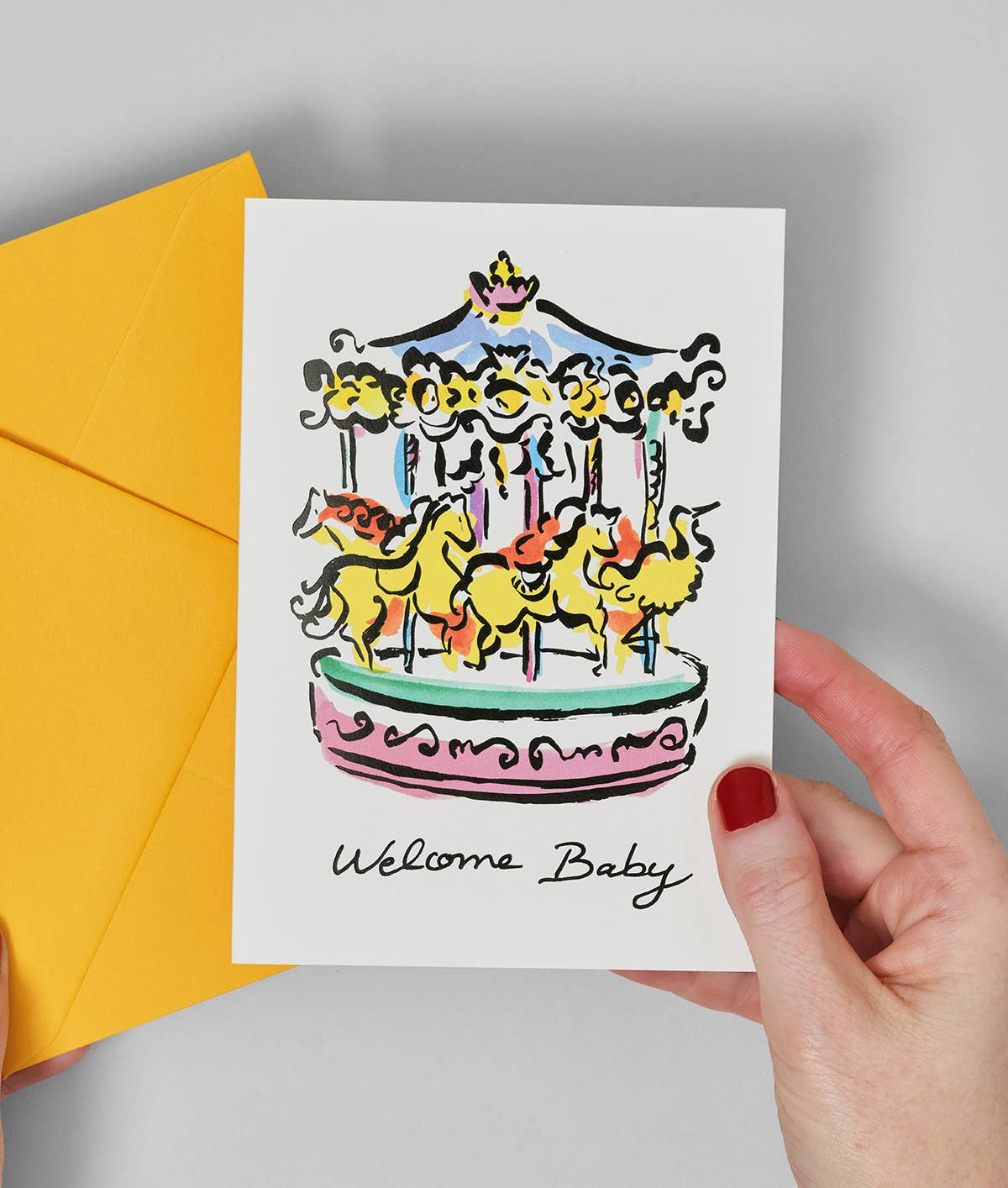 Welcome Baby Carousel Greeting Card