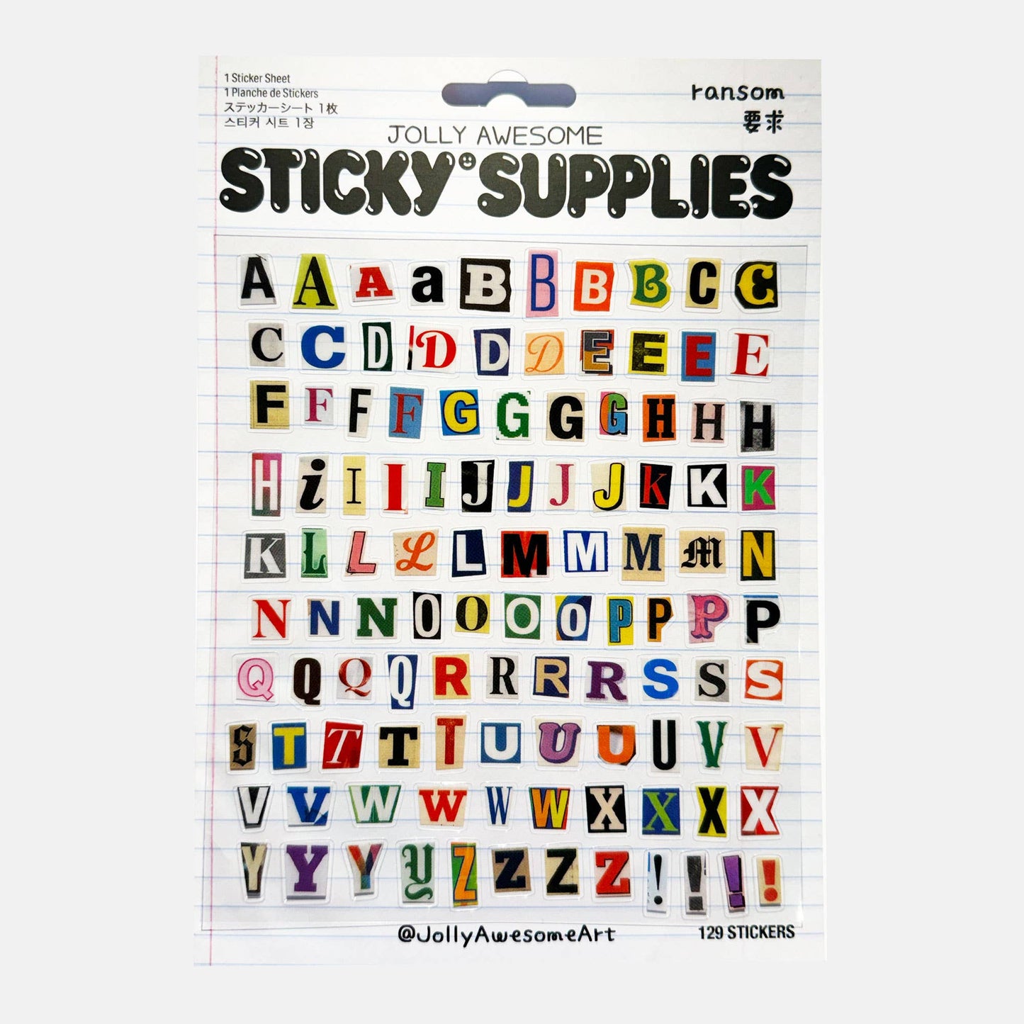 RANSOM LETTERS A5 STICKER SHEET
