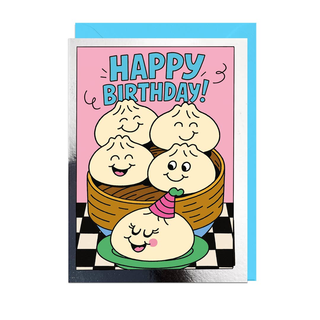 HAPPY BIRTHDAY DUMPLING, PALE BLUE ENVELOPE FOIL Card