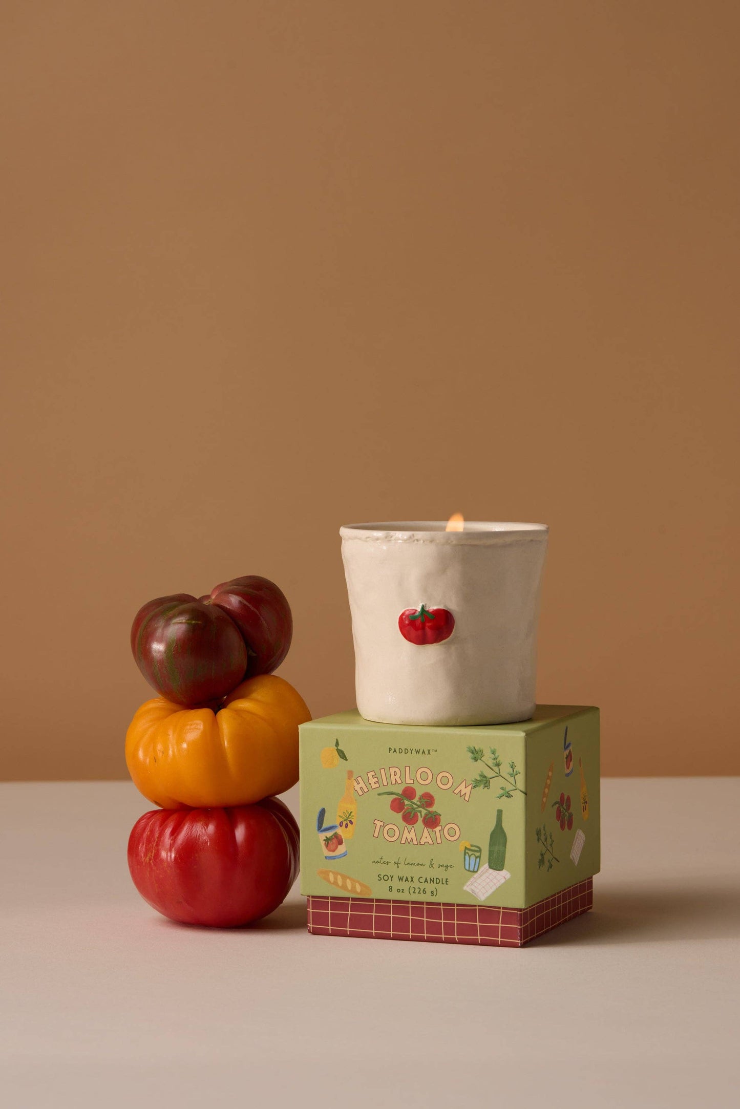 Paddywax Bistro 8oz/226g Tomato Embossed Ceramic Candle - Heirloom Tomato Boxed