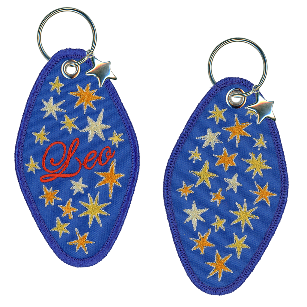 Leo Embroidered Retro Motel Keychain