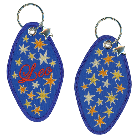 Leo Embroidered Retro Motel Keychain