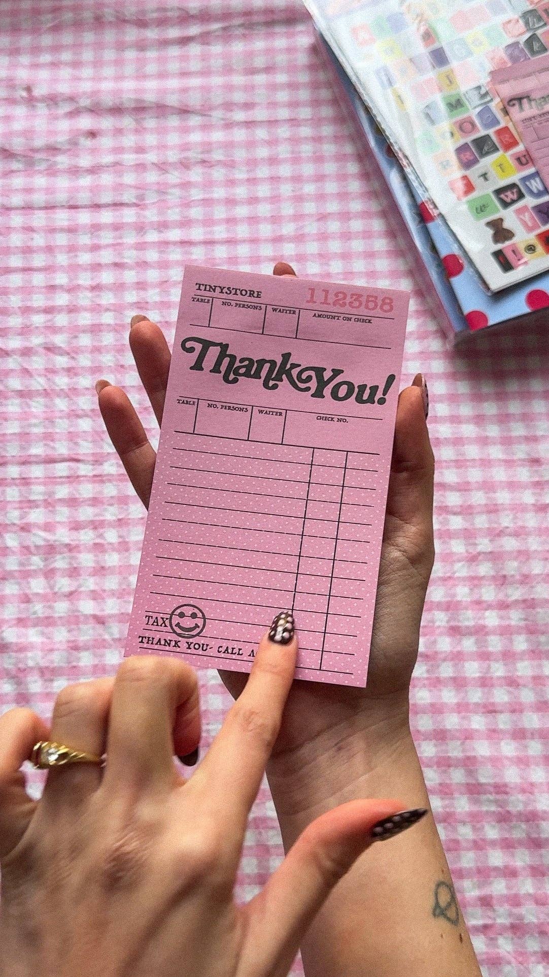 Martina Calvi Tiny Store Signature Pink 'Thank You' Notepad