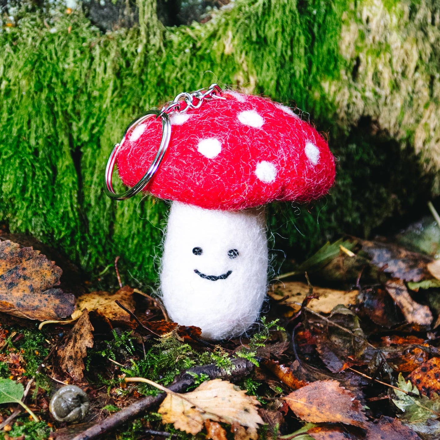 Felt Keychain - Red Mushroom Keyring