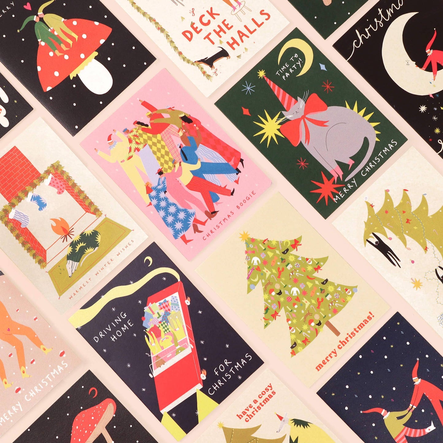 Time To Party Christmas Card | Cat Card | Party Hat | Moon