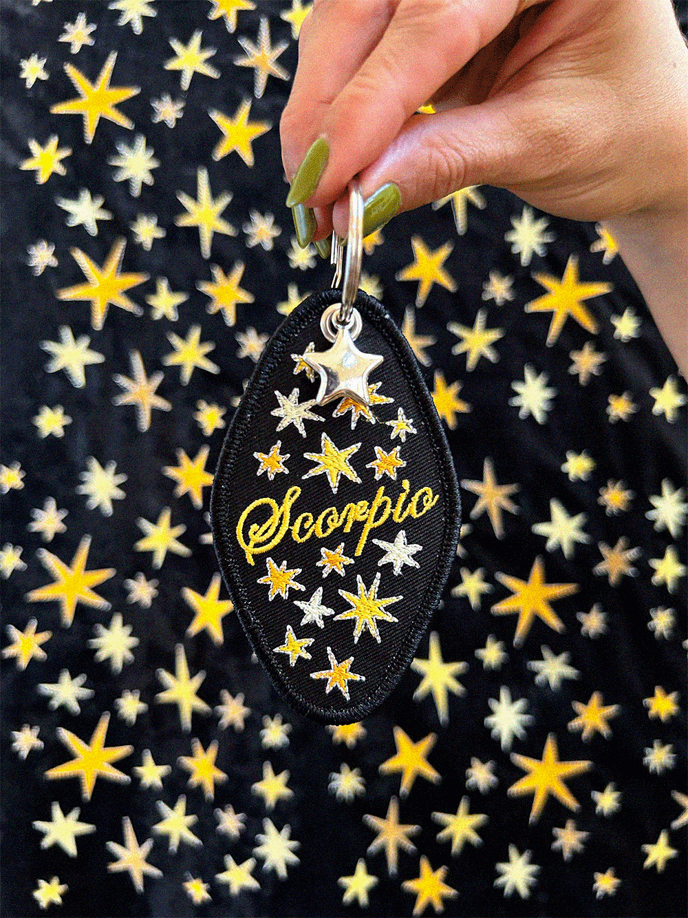 Scorpio Embroidered Retro Motel Keychain