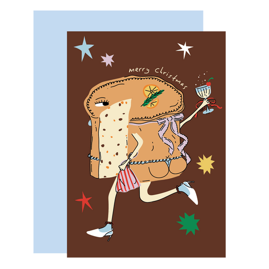 Christmas card 2025 -  ‘Panettone in Boots’ UK greeting card
