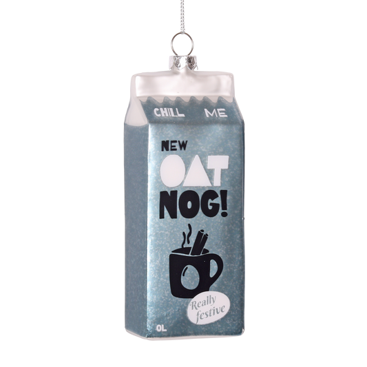 Oat Nog Glass Decoration, 12cm