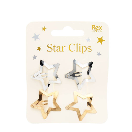 Star hair clips (set of 4) - Gold and silver