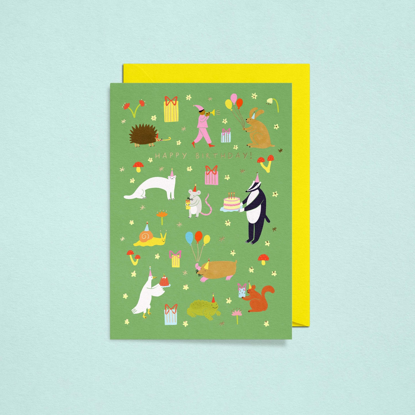 Woodland Party Birthday Card | Gold Foiled Greeting Card