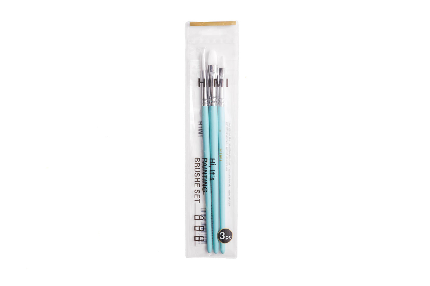 HIMI Brush Set of 3, 1 Filbert, 1 Flat, 1 Round Brush, Blue
