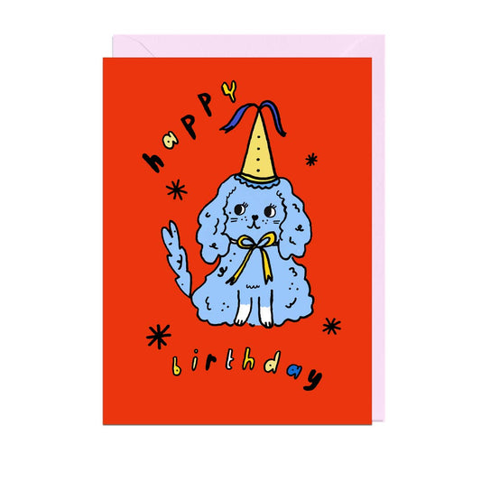 HAPPY BIRTHDAY CUTE DOG, PALE PINK ENVELOPE Card