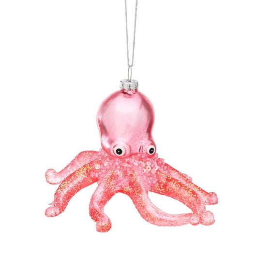 Pink Glitter Octopus Shaped Bauble
