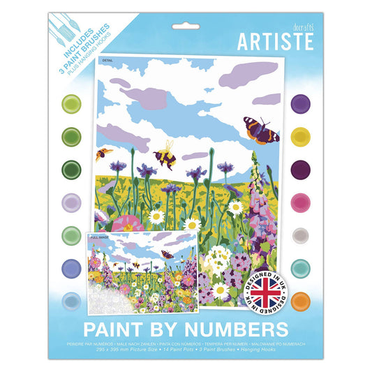 Artiste Paint By Numbers Wild Meadow - 14 colours, 3 brushes