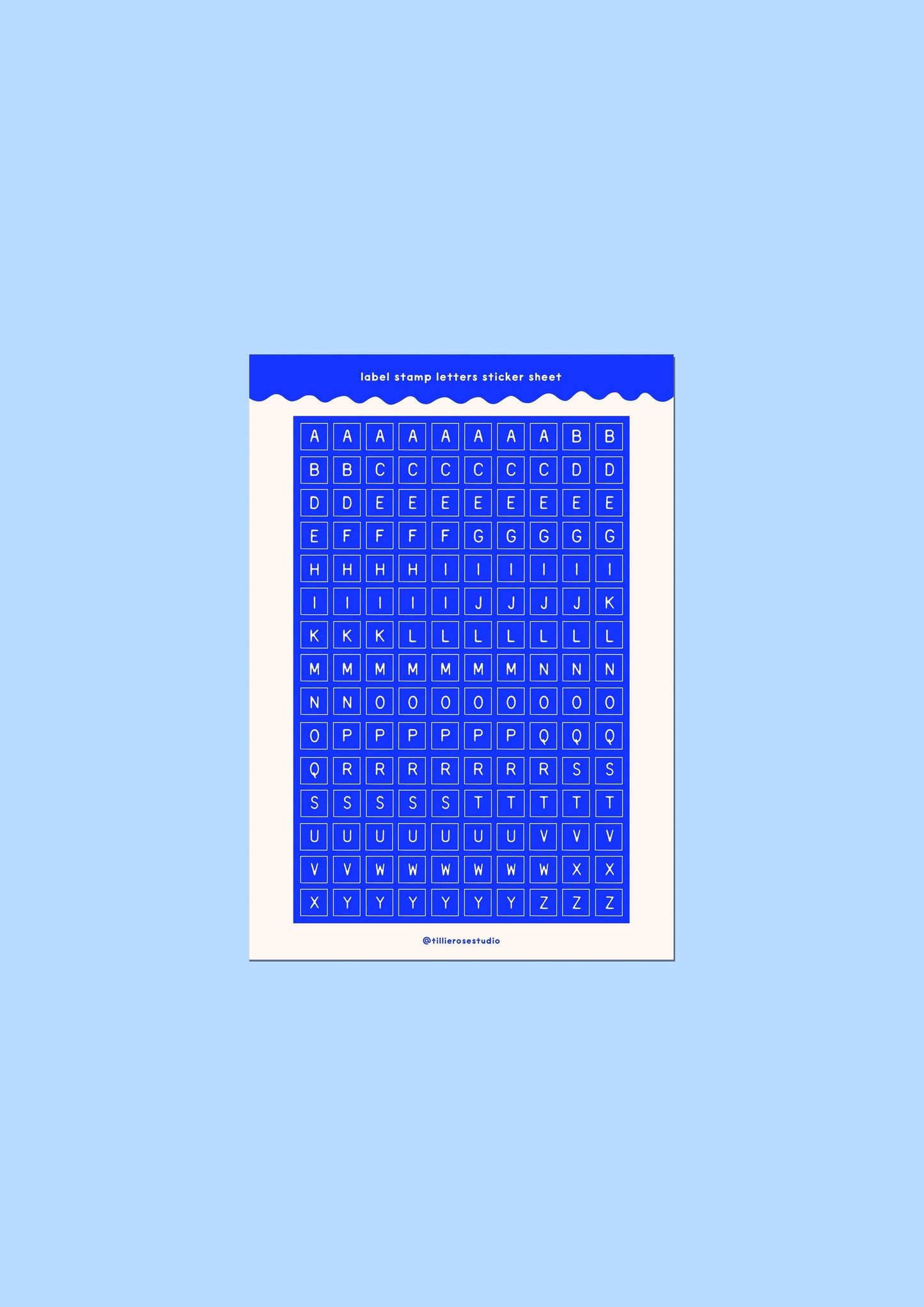 Blue Label Stamp Letter Sticker Sheet