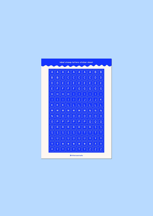 Blue Label Stamp Letter Sticker Sheet