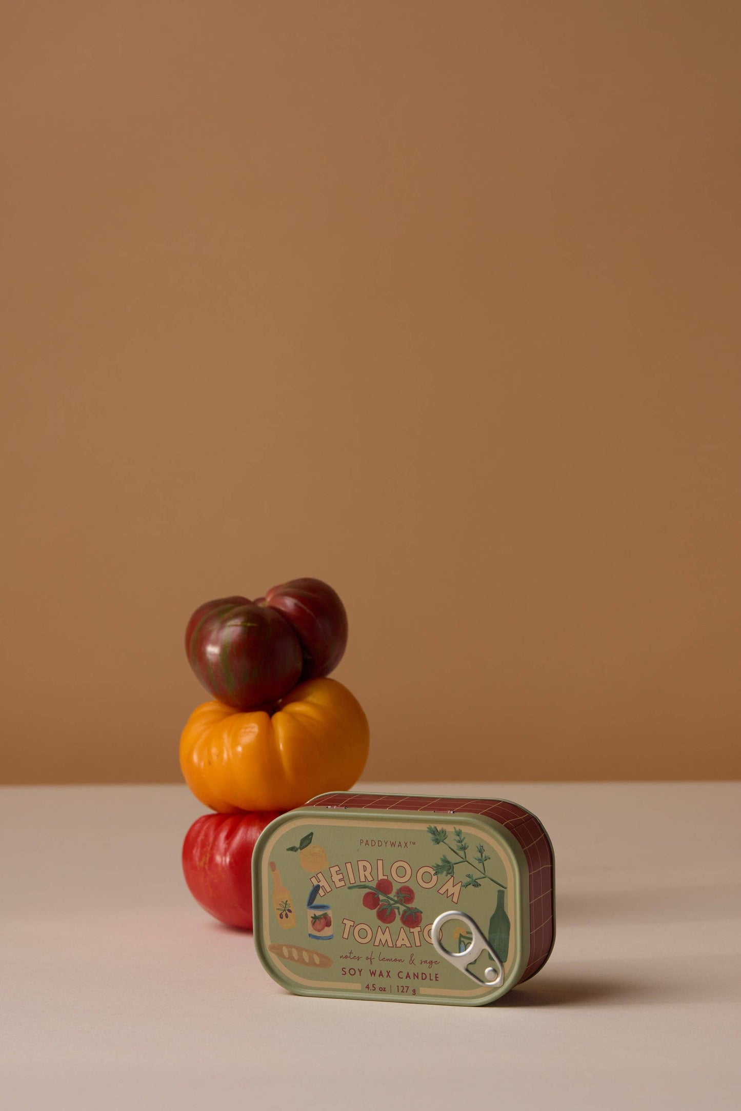 Paddywax Bistro 4.5oz/127g Tomato Printed Tin Candle - Heirloom Tomato