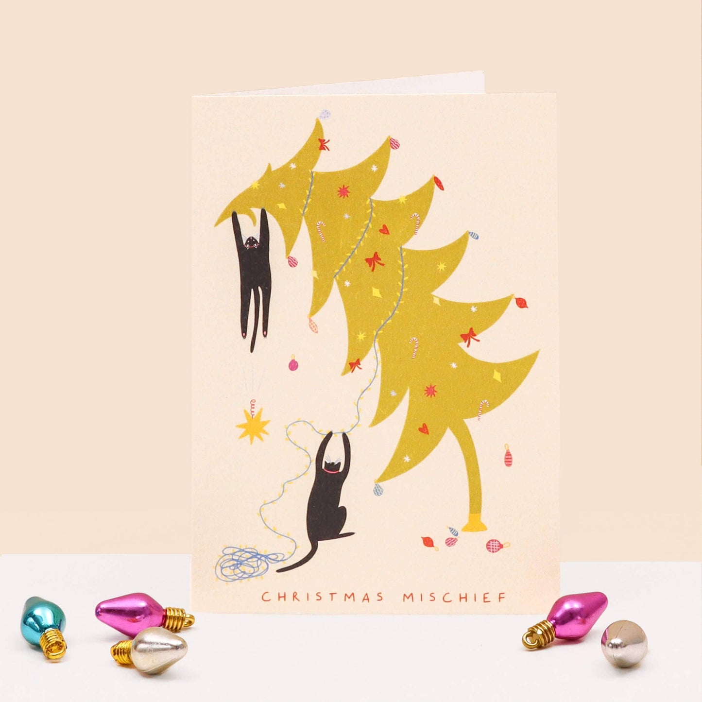 Mischief Christmas Card | Funny | Cat Card | Christmas Tree