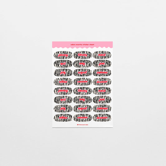 Zebra Months Sticker Sheet