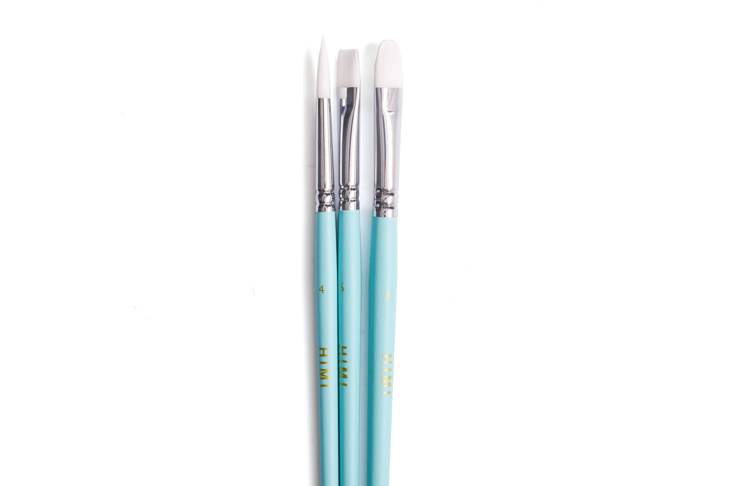 HIMI Brush Set of 3, 1 Filbert, 1 Flat, 1 Round Brush, Blue